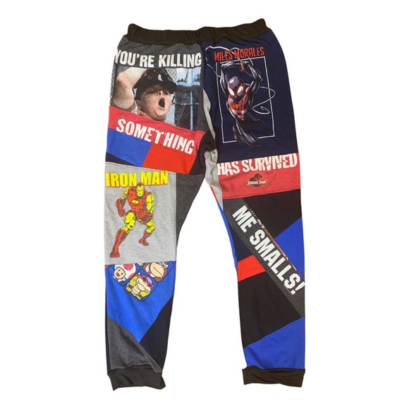 1 of 1 Reworked Pants Joggers. 90s, Elastic waistband, Patchwork style custom - Picture 7 of 9